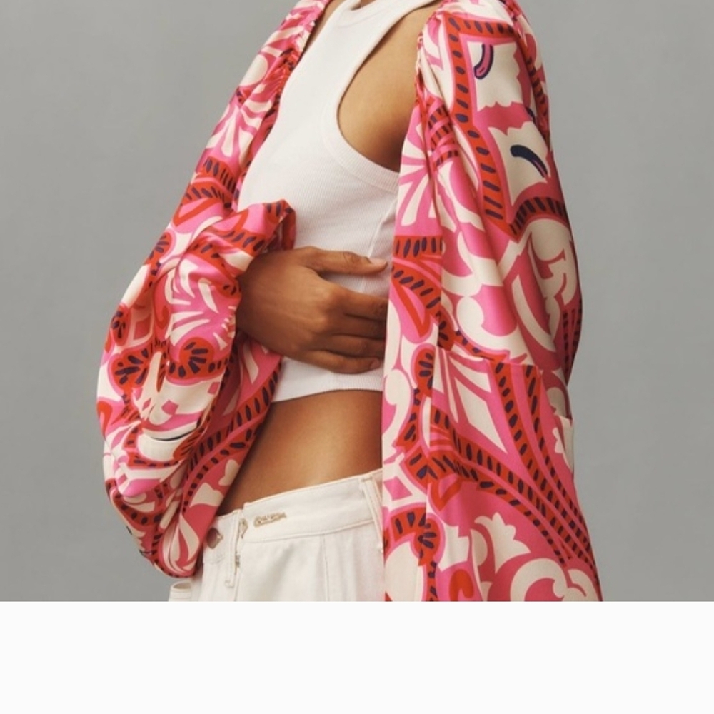 Vibrant Pink Patterned Women's Shrug - Picture 2 of 6